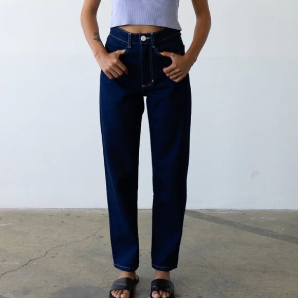 Waltz Studio Carrot Straight Jean in Medium Blue, Size M - Picture 1 of 9